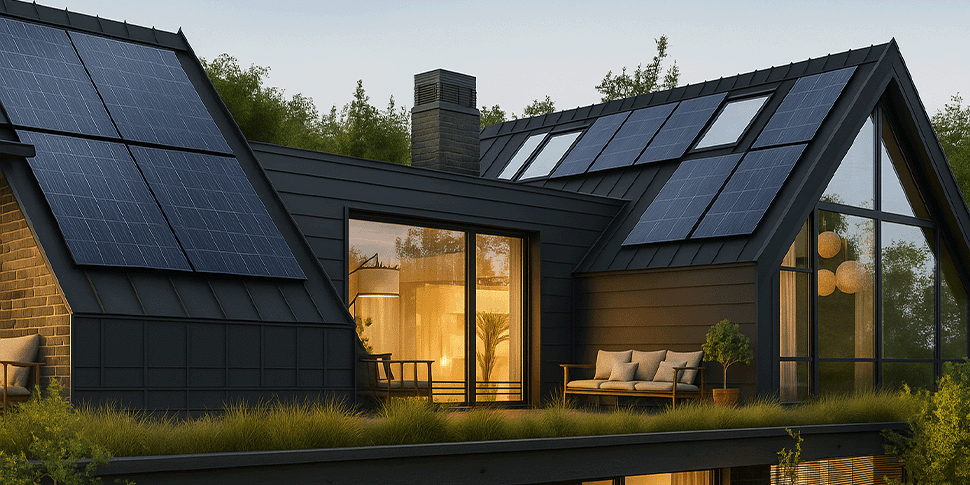 casa eficiente con paneles solares